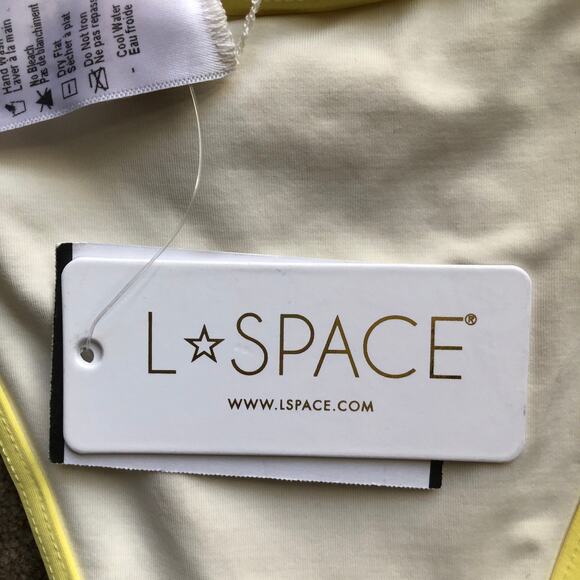 LSpace by Monica Wise Tommy Bikini Bottom Bitsy Cream & Lemon Women's Small NWT - Picture 7 of 11
